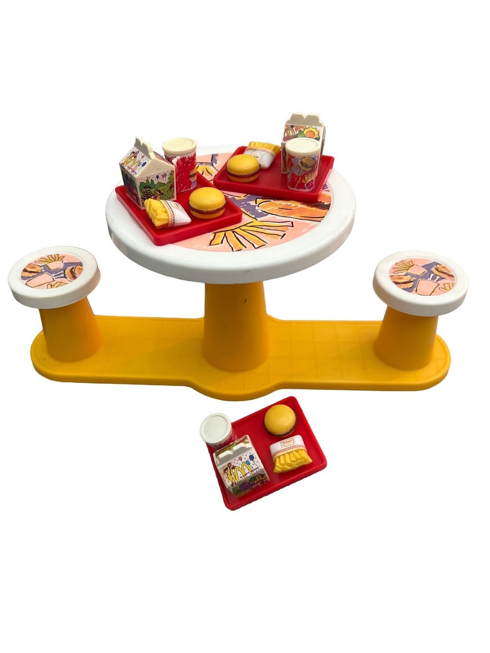 Vintage 1993 Mattel Barbie McDonald’s restaurant dining table and food lot